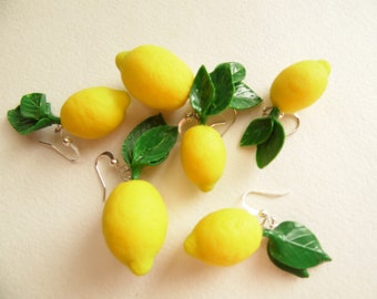 Lemon earrings fake food jewelry Handmade lemon jewelry citrus jewelry polymer clay jewelry gift for woman funny earrings Fruit earrings