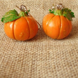 halloween earrings Pumpkin earrings polymer clay jewelry Halloween jewelry fall gift for her autumn jewelry Woodland style fake food jewelry