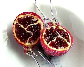 Pomegranate Earrings Red Fruit Jewelry
