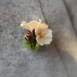 Van Gogh Almond Blossom Tree Pin: Polymer Clay Flower Brooch