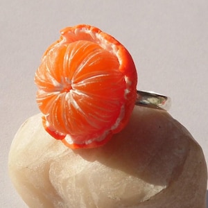 Mandarin ring tangerine jewelry Mandarin jewelry gift for her polymer clay orange ring realistic Mandarin fruit ring berry jewelry fake food