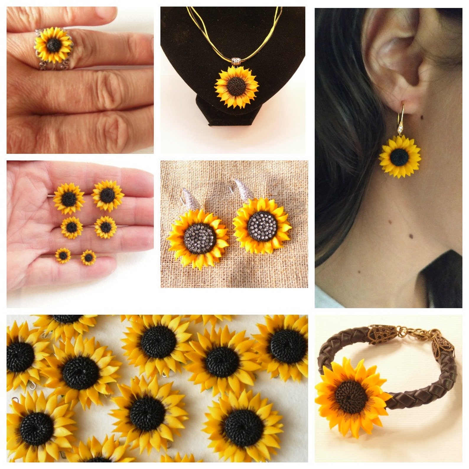 Sunflower choker sunflower necklace sunflower pendant polymer Etsy