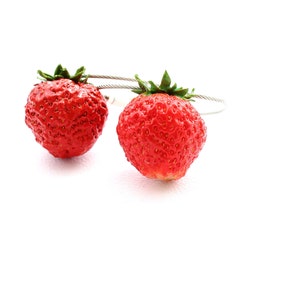 Strawberry Keychain strawberry charm bag Keychain berry Keychain strawberry jewelry fruit jewelry vegan keychain clay strawberry gift for he image 3