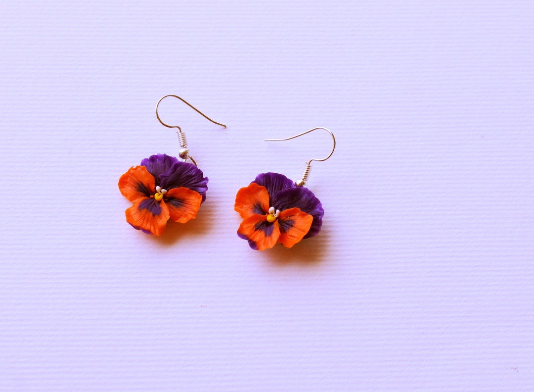 Pansy Earrings Pansy Jewelry Pansy Pendant Pansy Necklace Etsy