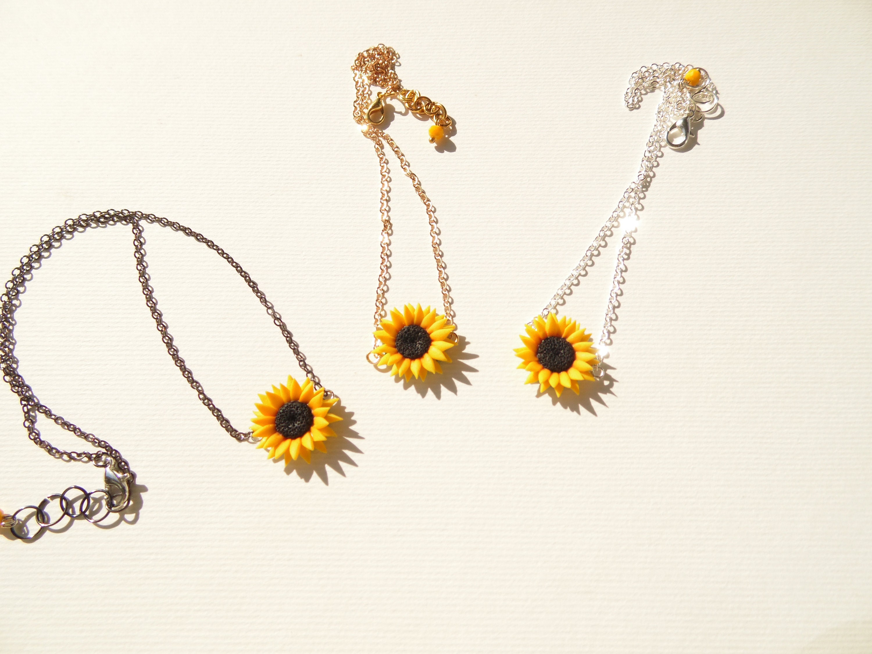 Sunflower choker sunflower necklace sunflower pendant polymer Etsy
