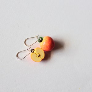 Apple earrings polymer clay jewelry gift for her fruit earrings fake food jewelry vegan jewelry apple jewelry red apple earrings funny earri image 4