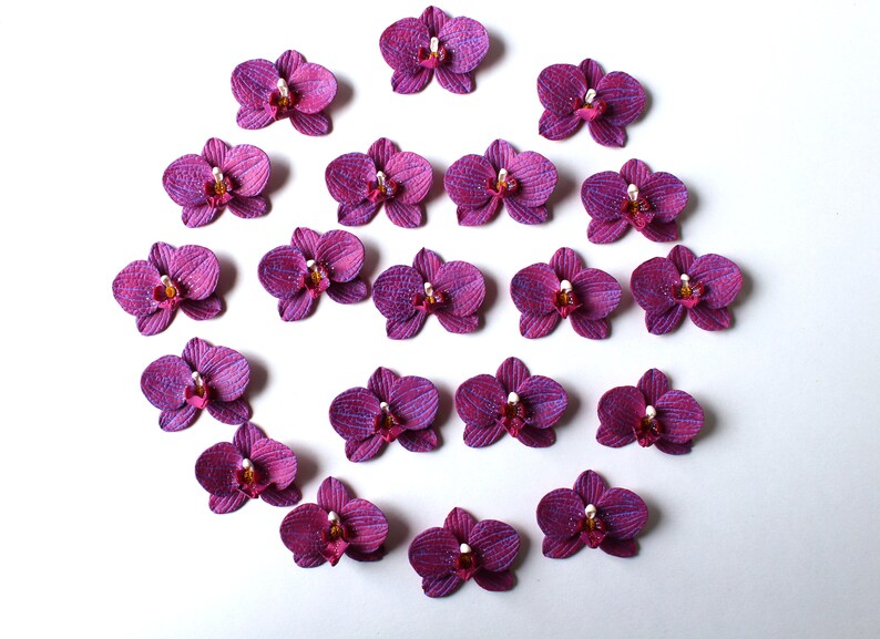 Orchid Charm: Handmade Polymer Clay Burgundy Flower Bead, DIY Flower Supplies (4cm, 1 3/8") image 2