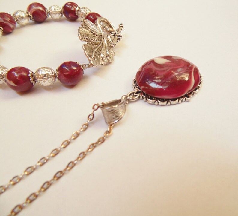 Imitation agate set polymer clay jewelry imitation natural stone agate pendant agate bracelet OOAK gift for her red stone set lilac stone