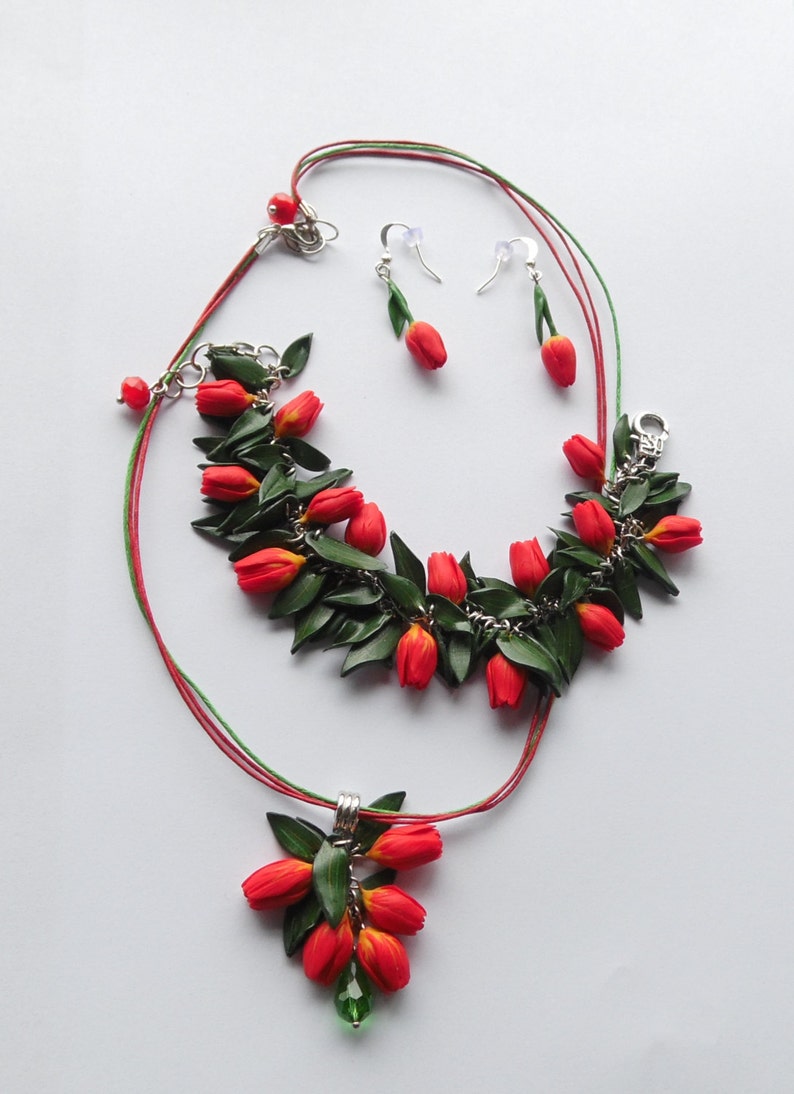 Tulip Pendant Tulip Earrings Tulip Jewelry Polymer Clay Etsy