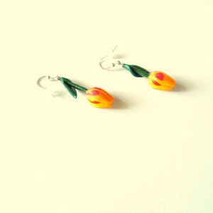 Tulip earrings yellow tulip jewelry polymer clay jewelry yellow flowers gift for her yellow jewelry green jewelry Christmas gift floral jewe image 9