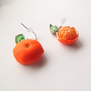 Mandarin earrings tangerine jewelry Mandarin jewelry gift for her polymer clay orange earrings realistic Mandarin fruit earrings berry jewel image 7
