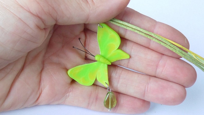 butterfly pendant polymer clay jewelry gift for her insect jewelry butterfly jewelry butterfly necklace insect pendant insect jewelry weddin