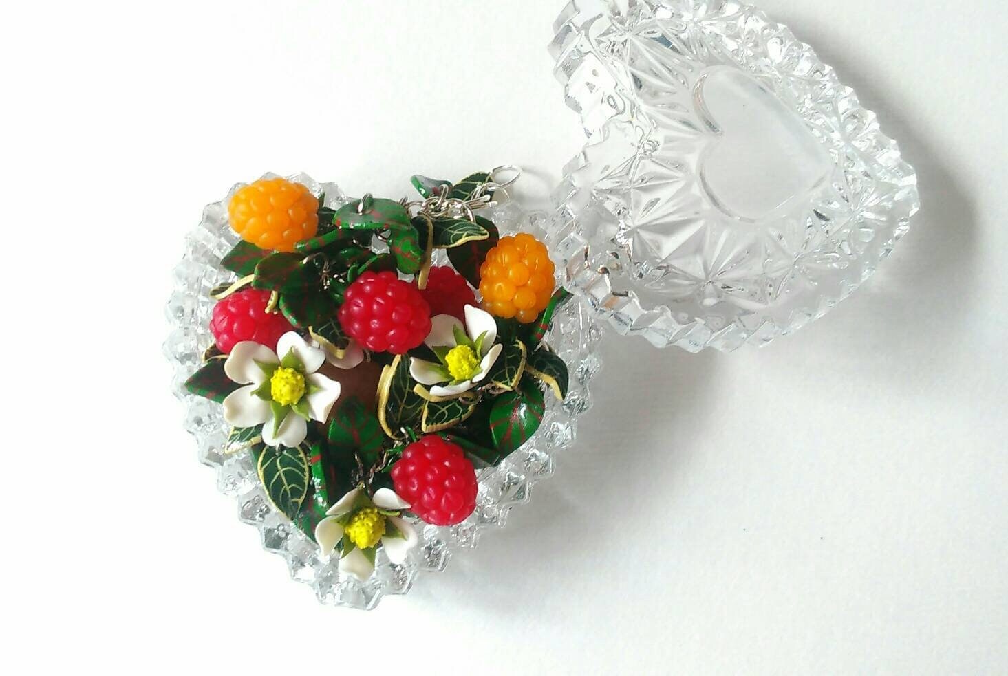 Raspberry set polymer clay jewelry berry jewelry bright Etsy