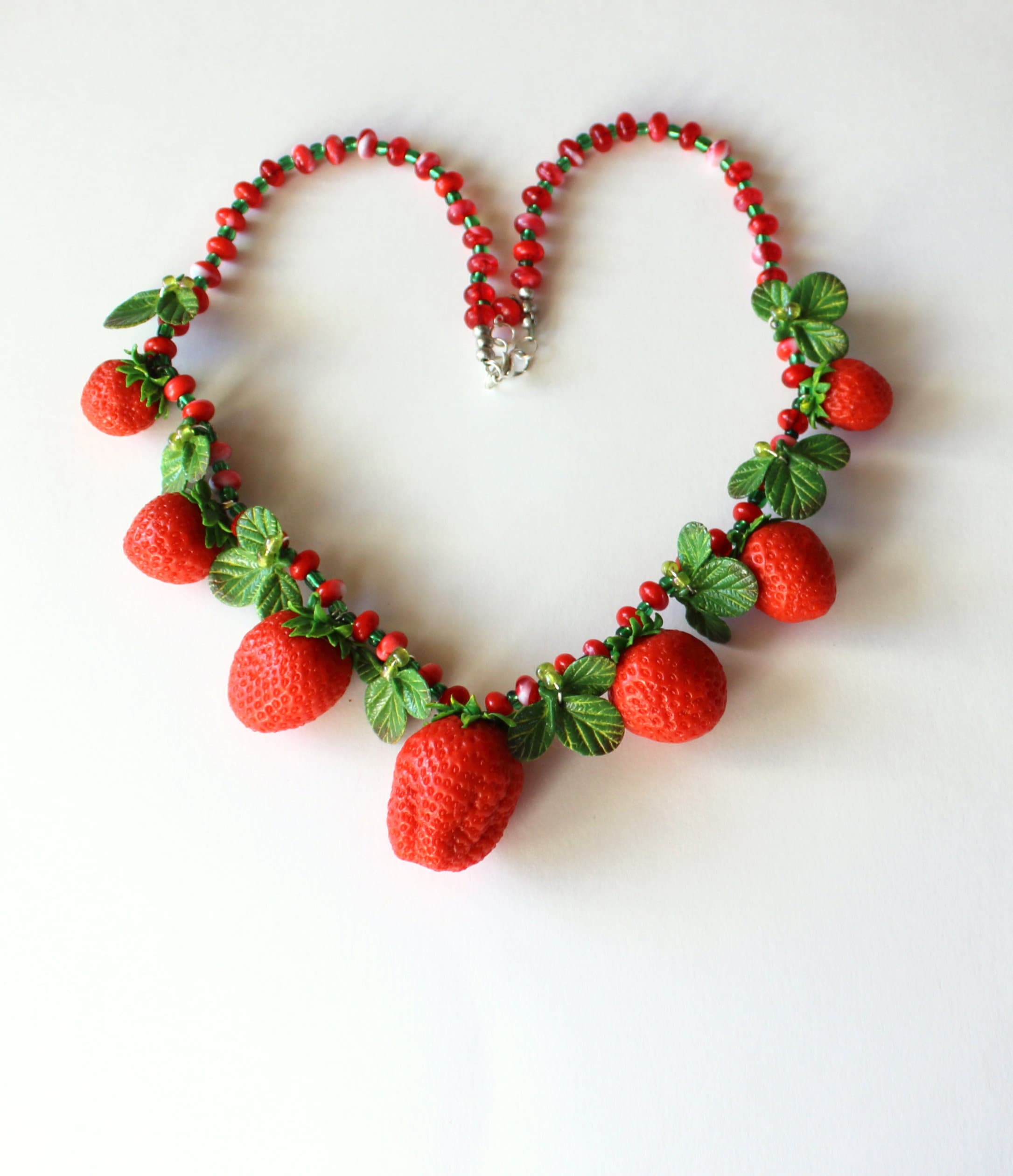 Strawberry necklace Strawberry polymer clay jewelry berry Etsy