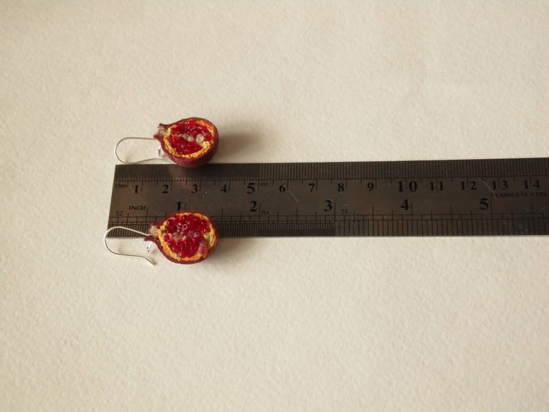 Pomegranate earrings garnet earrings Pomegranate jewelry gift for her polymer clay garnet jewelry fruit earrings jewelry lover gift image 9