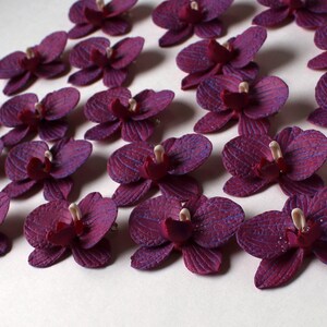 Orchid Charm: Handmade Polymer Clay Burgundy Flower Bead, DIY Flower Supplies (4cm, 1 3/8") image 5