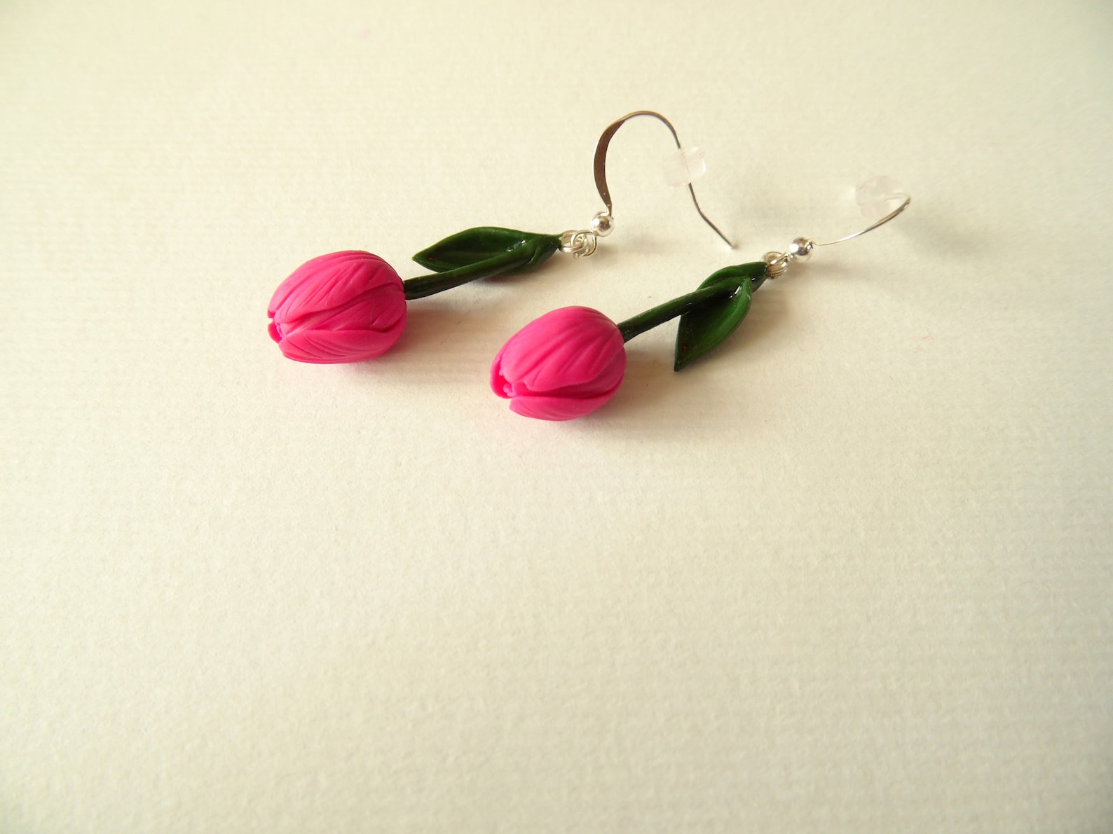 Tulip Earrings Hot Pink Tulip Jewelry Polymer Clay Jewelry Etsy