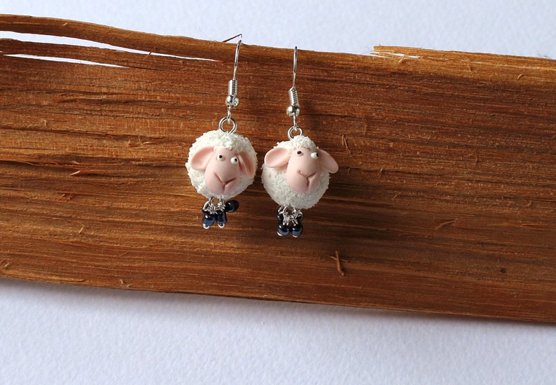 Sheep Earrings Lamb Earrings Polymer Clay Jewelry Gift for Her Etsy