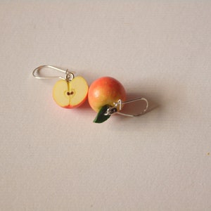 Apple earrings polymer clay jewelry gift for her fruit earrings fake food jewelry vegan jewelry apple jewelry red apple earrings funny earri image 9