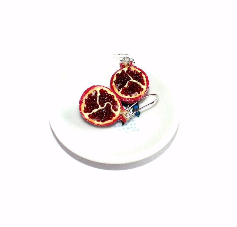 Pomegranate earrings garnet earrings Pomegranate jewelry gift for her polymer clay garnet jewelry fruit earrings jewelry lover gift only earrings