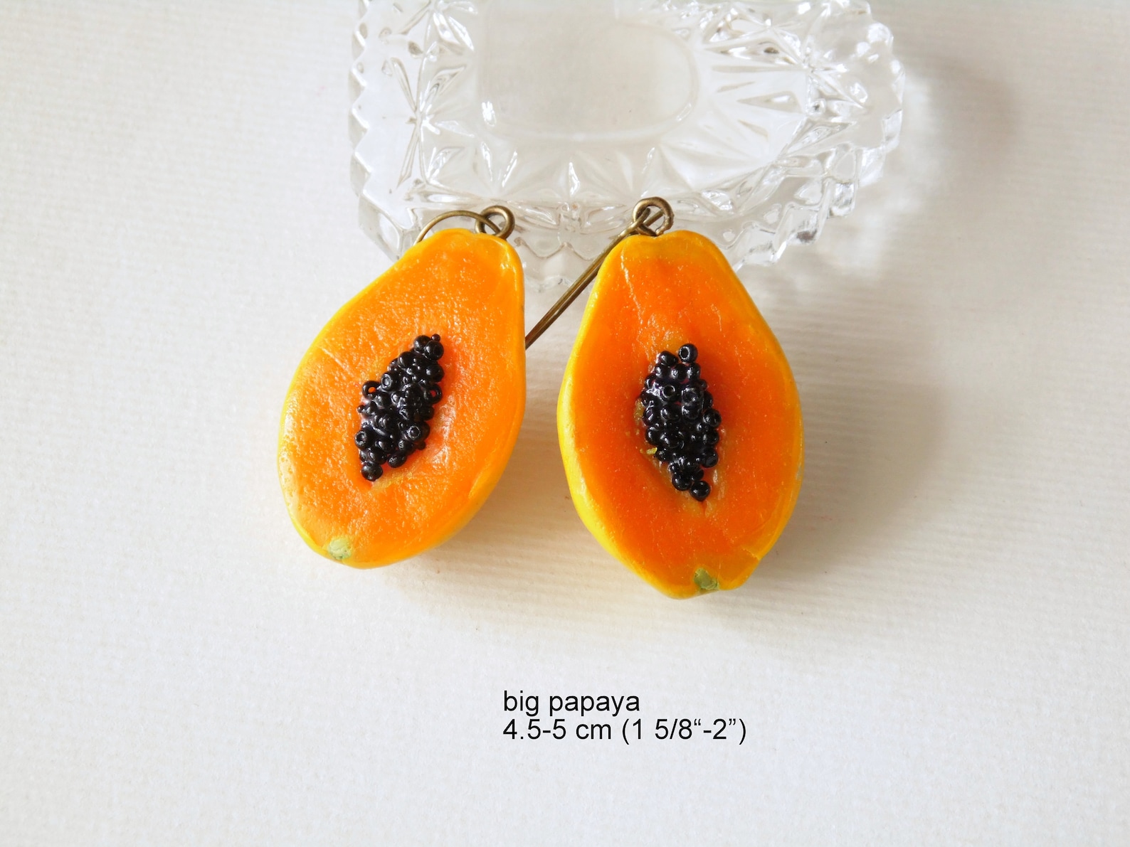 Papaya earrings papaya jewelry papaya 3d charm polymer clay Etsy