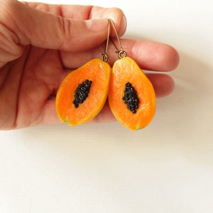 Papaya Earrings Papaya Jewelry Papaya 3d Charm Polymer Clay Jewelry ...