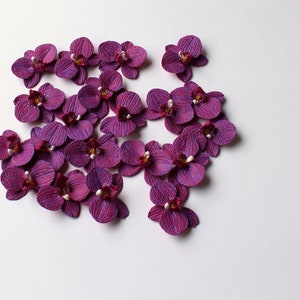 Orchid Charm: Handmade Polymer Clay Burgundy Flower Bead, DIY Flower Supplies (4cm, 1 3/8") image 3