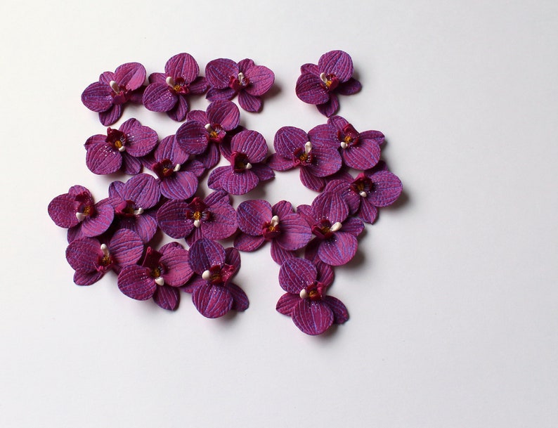 Orchid Charm: Handmade Polymer Clay Burgundy Flower Bead, DIY Flower Supplies (4cm, 1 3/8") image 3