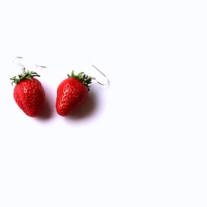 Strawberry earrings Strawberry jewelry berry jewelry strawberry polymer clay jewelry summer jewelry gift for her fruit jewelry fake food image 9
