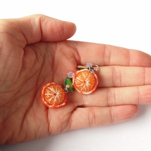 Mandarin earrings tangerine jewelry Mandarin jewelry gift for her polymer clay orange earrings realistic Mandarin fruit earrings berry jewel image 2