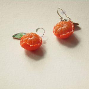 Mandarin earrings tangerine jewelry Mandarin jewelry gift for her polymer clay orange earrings realistic Mandarin fruit earrings berry jewel image 3