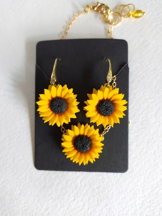 Sunflower Earrings Wedding Earrings Polymer Clay Jewelry Gift for