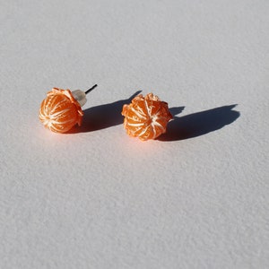 Mandarin earrings tangerine earrings clementine earrings mandarin post stud Mandarin jewelry fruit earrings citrus jewelry citrus earrings image 4