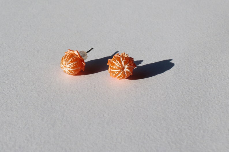 Mandarin earrings tangerine earrings clementine earrings mandarin post stud Mandarin jewelry fruit earrings citrus jewelry citrus earrings image 4