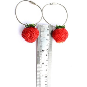 Strawberry Keychain strawberry charm bag Keychain berry Keychain strawberry jewelry fruit jewelry vegan keychain clay strawberry gift for he image 6