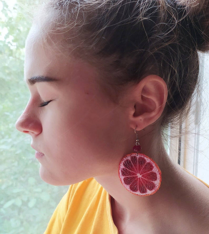 Blood Orange Earrings Orange Jewelry Orange Slice Earrings Etsy