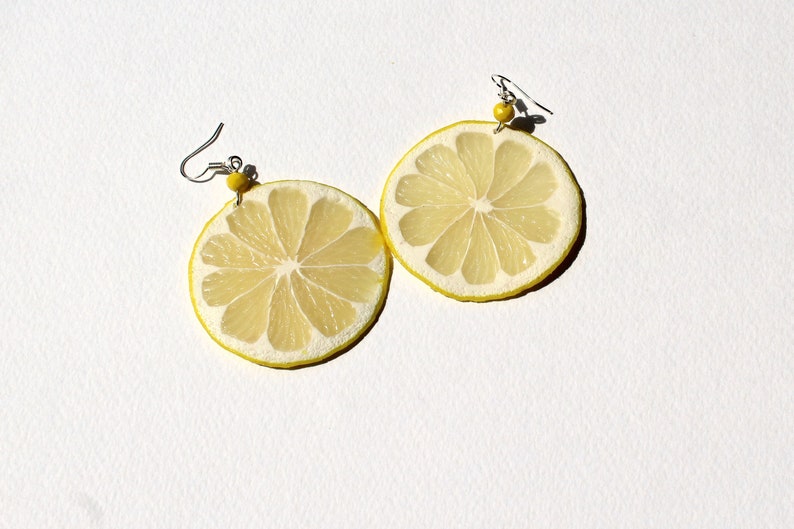 Lemon earrings fake food jewelry lemon slice earrings citrus jewelry polymer clay jewelry lemon slice jewelry funny earrings Fruit earrings 2. whole