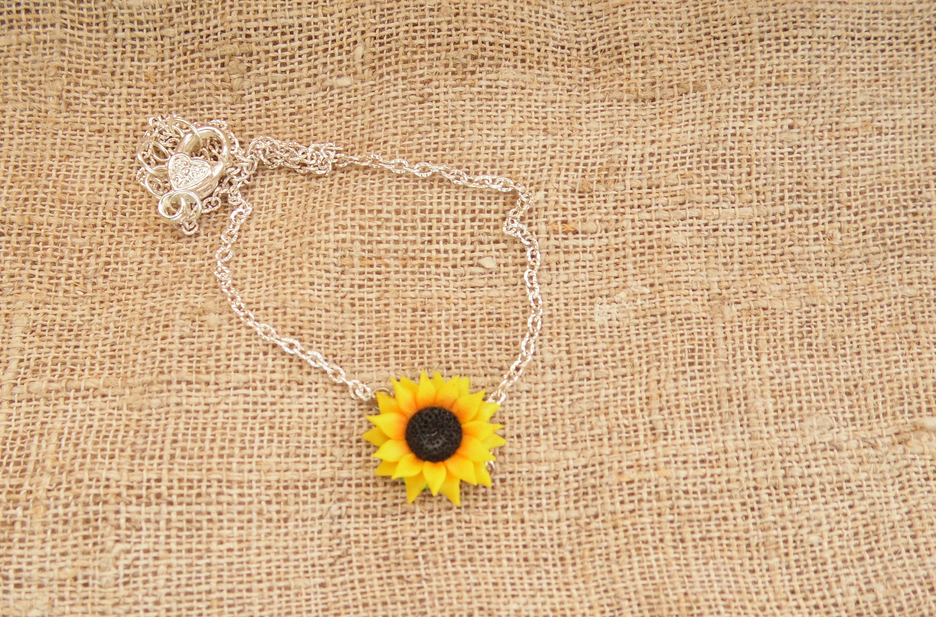 Sunflower choker sunflower necklace sunflower pendant polymer Etsy