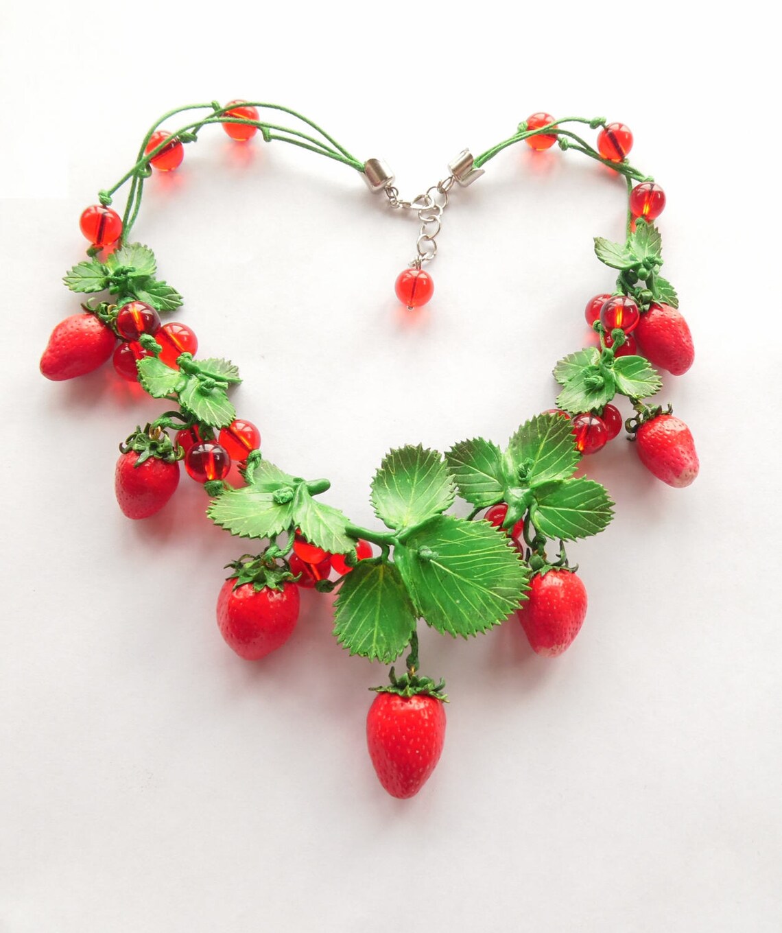 Strawberry necklace Strawberry polymer clay jewelry berry Etsy