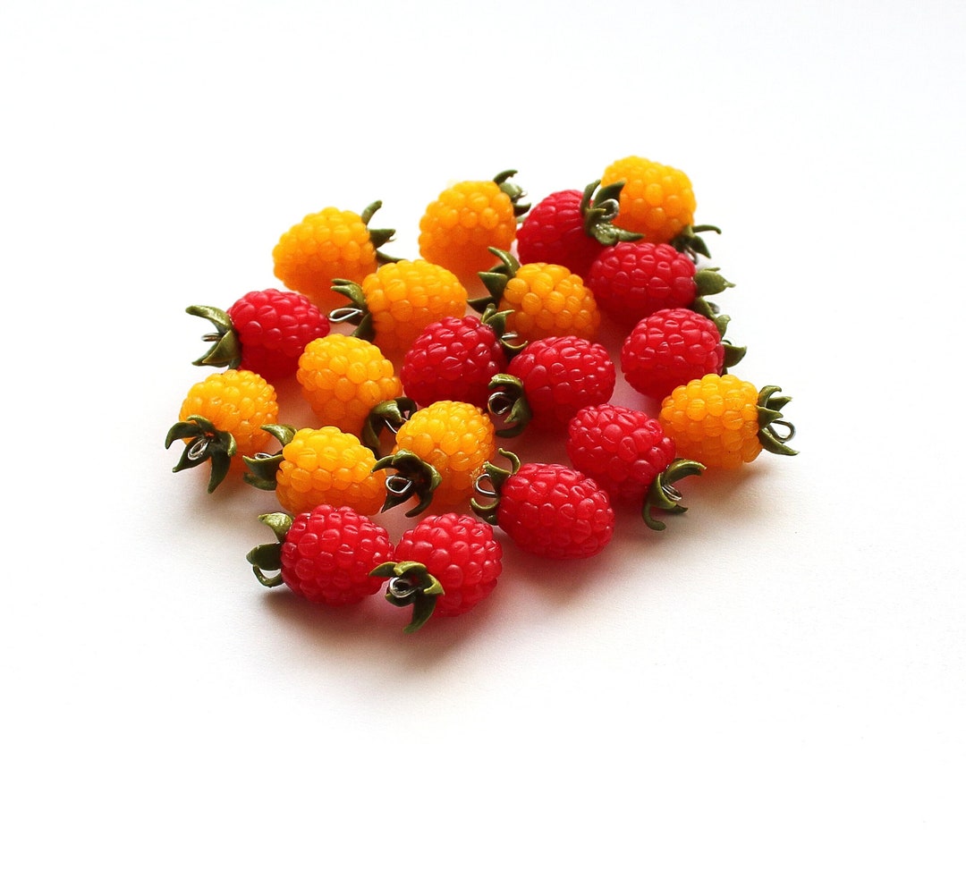 Beaded Golden Raspberry Raspberry Bead: Handmade Polymer Clay Berry Charm, DIY Jewelry - Etsy