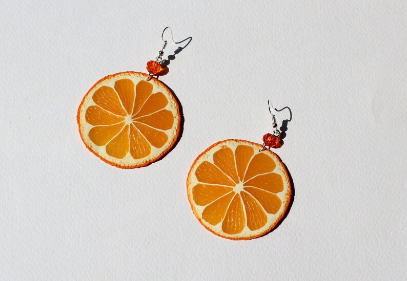 Orange Earrings Fake Food Jewelry Orange Slice Earrings Citrus Etsy