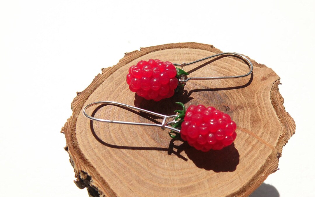 Raspberry Earrings Berry Jewelry Berry Earrings Polymer Clay - Etsy
