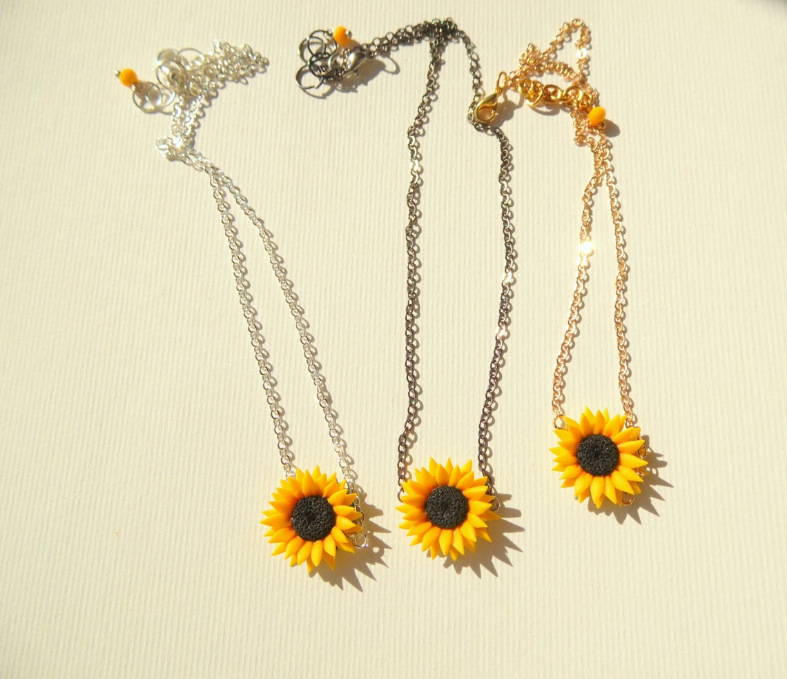 Sunflower choker sunflower necklace sunflower pendant polymer Etsy