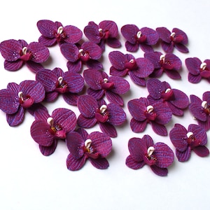 Orchid Charm: Handmade Polymer Clay Burgundy Flower Bead, DIY Flower Supplies (4cm, 1 3/8") image 4
