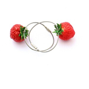 Strawberry Keychain strawberry charm bag Keychain berry Keychain strawberry jewelry fruit jewelry vegan keychain clay strawberry gift for he image 2