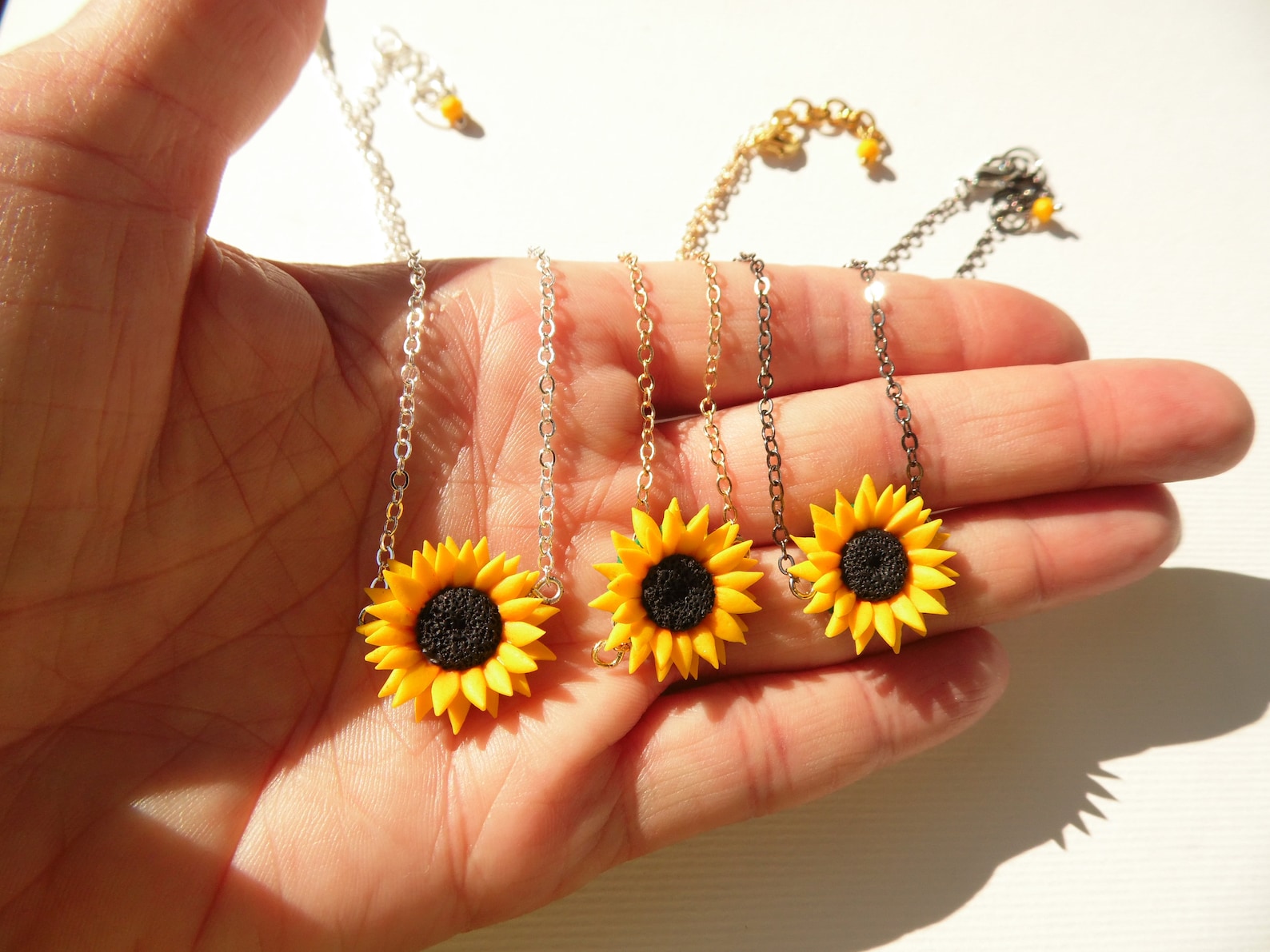 Sunflower Choker Sunflower Necklace Sunflower Pendant Polymer Etsy