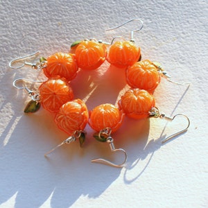 Mandarin earrings tangerine jewelry Mandarin jewelry gift for her polymer clay orange earrings realistic Mandarin fruit earrings berry jewel image 9