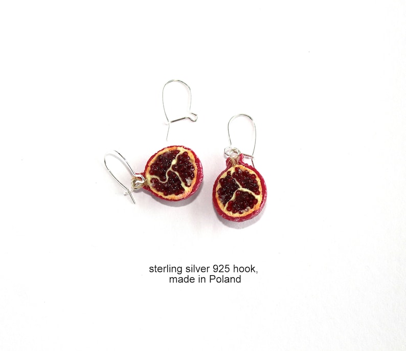 Pomegranate earrings garnet earrings Pomegranate jewelry gift for her polymer clay garnet jewelry fruit earrings jewelry lover gift image 6