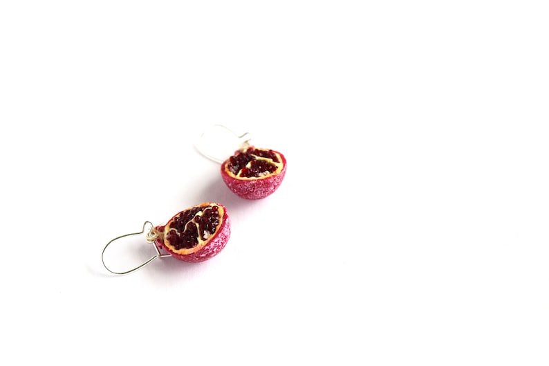 Pomegranate earrings garnet earrings Pomegranate jewelry gift for her polymer clay garnet jewelry fruit earrings jewelry lover gift image 5