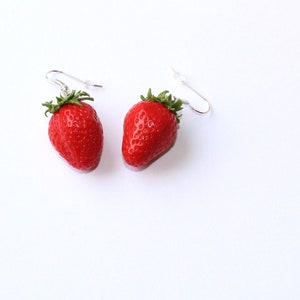 Strawberry earrings Strawberry jewelry berry jewelry strawberry polymer clay jewelry summer jewelry gift for her fruit jewelry fake food image 6